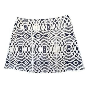Bo & Nic Womens Stretch Skort Skirt Shorts Size Small Blue White Geometric